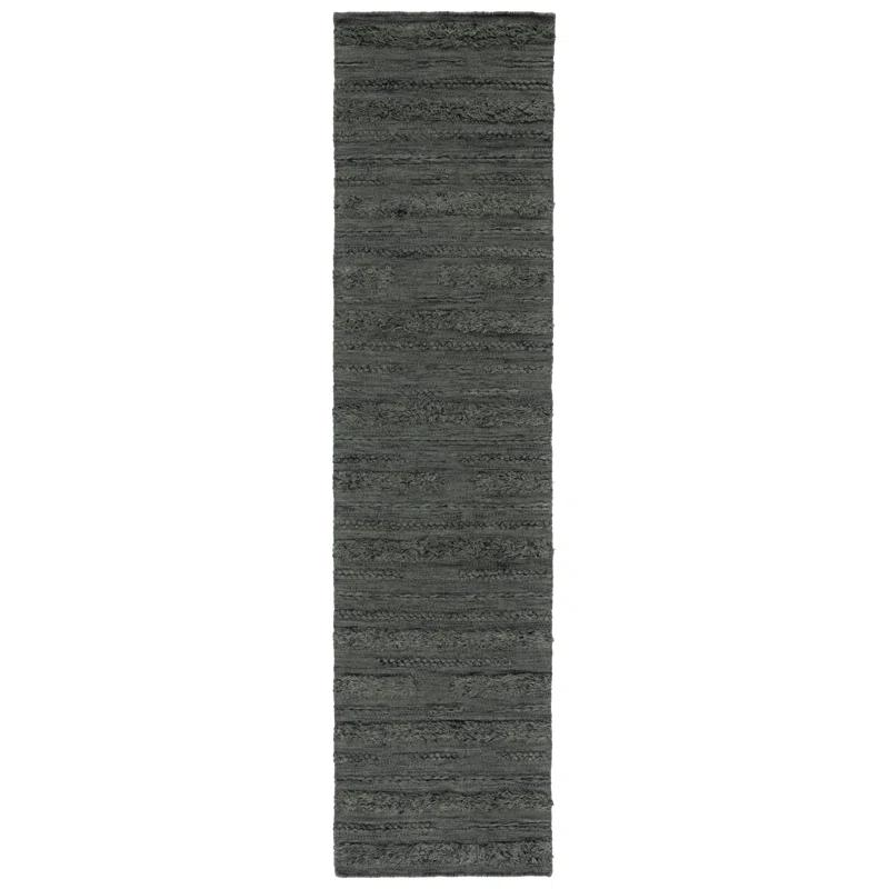 Hartzler Handmade Flatweave Charcoal/Ivory Area Rug