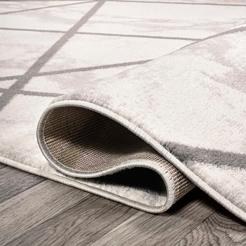 Ardon Modern Geometric Marbled Ivory/Gray Rug