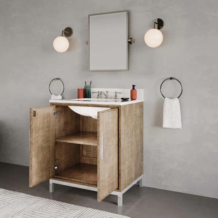 Westin 30" Lustrous Walnut Freestanding Bathroom Vanity with Quartz Top