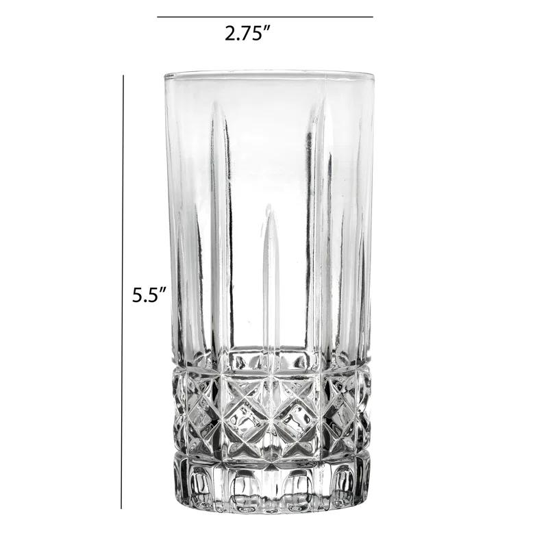Lorren Home Trends Lorren Home Trends Tall 12 Ounce Drinking Glass-Textured Cut Glass (Set of 6)