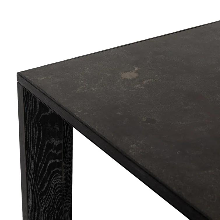 Black-Washed Oak Rectangular Dining Table with Bluestone Inset