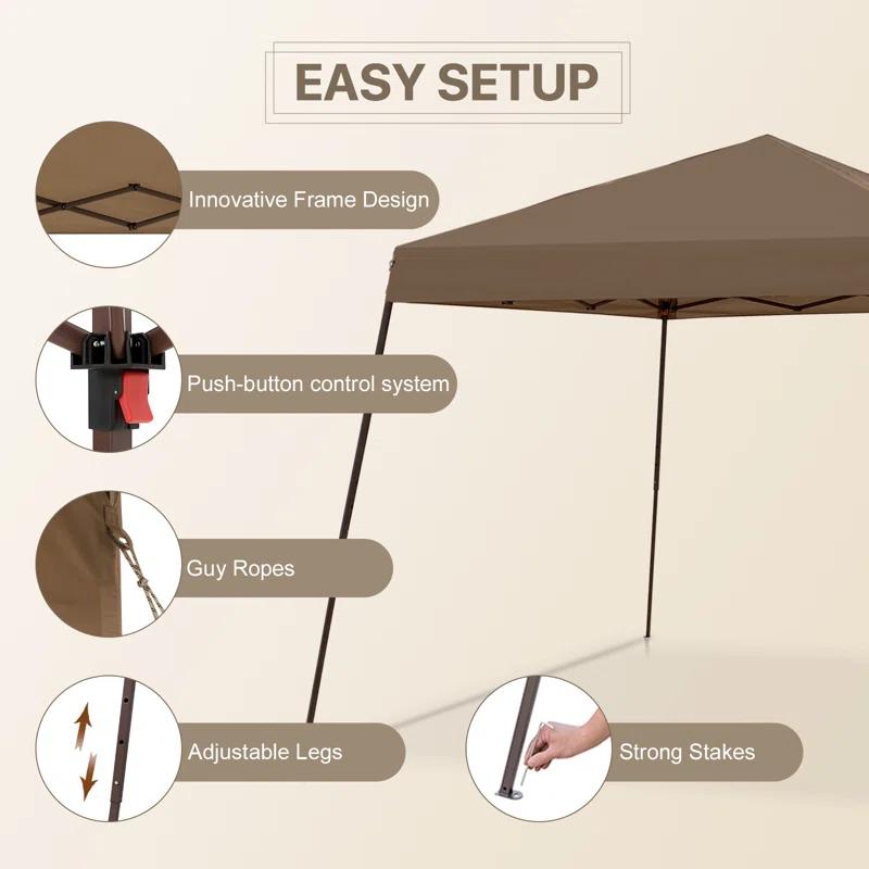 COOS BAY 10 Ft. W X 10 Ft. D Steel Pop Up Slant Leg Patio Gazebo With Netting