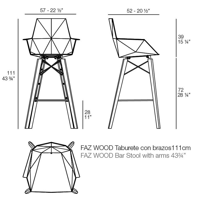 Faz Wood - Bar Stool With Arms - Set Of 4 - Basic/Injection
