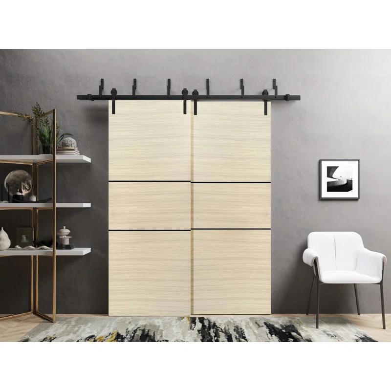SARTODOORS 84'' Solid + Manufactured Wood Paneled Sliding Closet Doors
