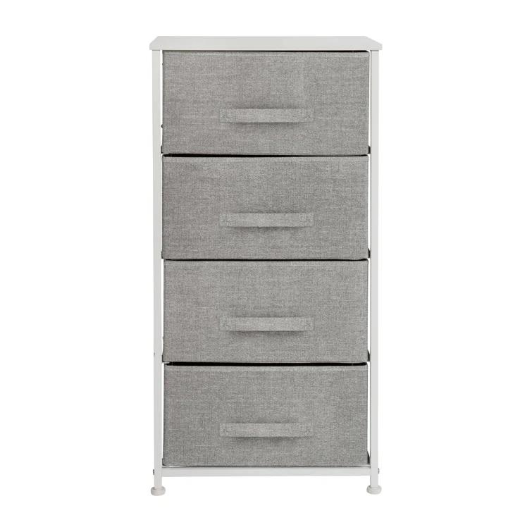 Flash Furniture Malone 4 Drawer Vertical Storage Dresser with Wood Top & Fabric Pull Drawers
