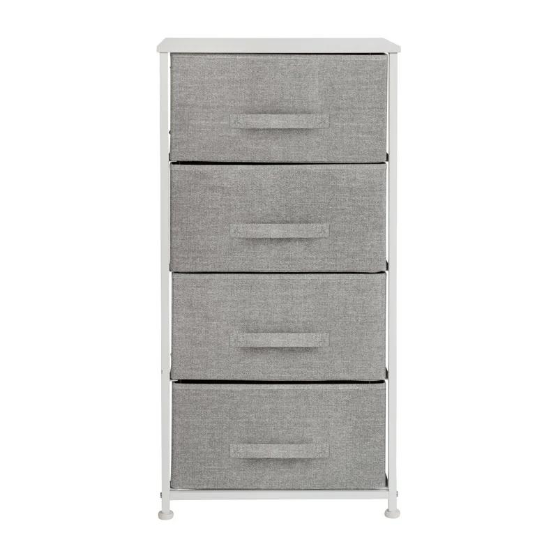 Malone 4 Drawer Vertical Storage Dresser with Wood Top & Fabric Pull Drawers