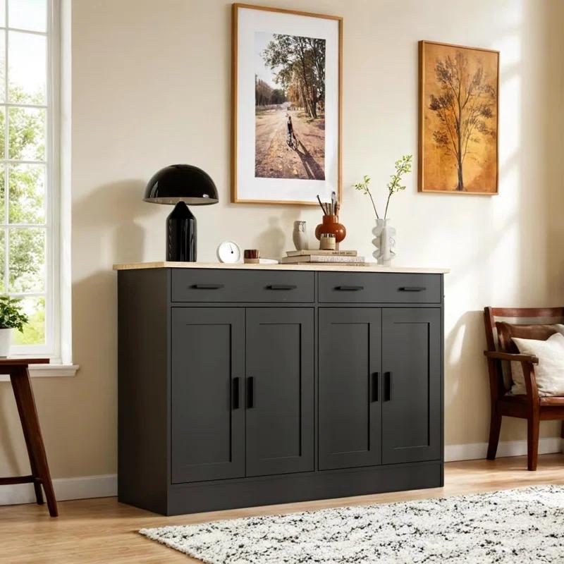 Winston Porter Buffet Cabinet, Coffee Bar Cabinet With 2 Drawers & 4 Doors, Kitchen Buffet Sideboard For Living Room, Kitchen