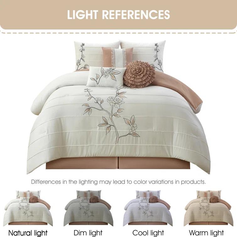 Nanshing America, Inc Raina Microfiber 7 Piece Floral Comforter Set