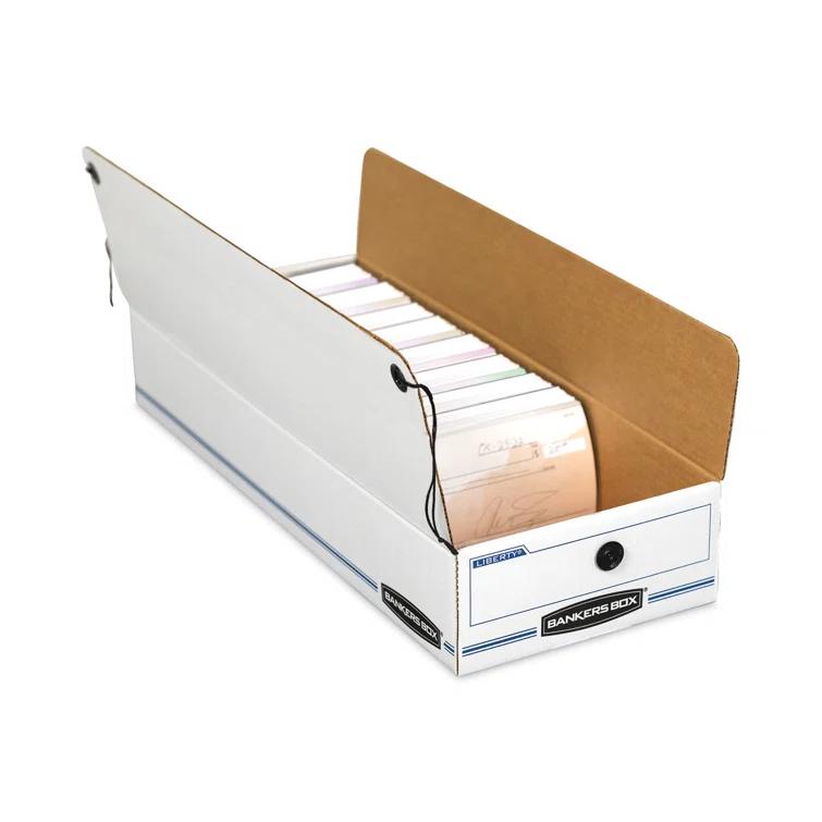 Bankers Box® Liberty Check/Deposit Slip Storage Box, 9 x 23 x 4, WE/BE, 12/Carton