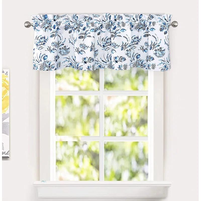 Rosalind Wheeler Helfer Floral Tailored 52'' W Window Valance in