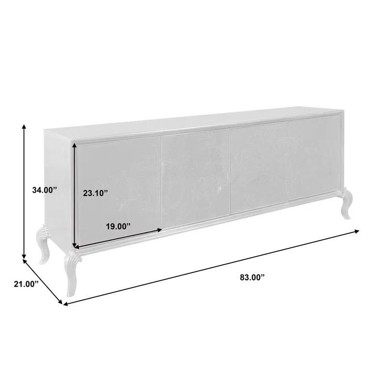 Media Credenza with Scroll Art Glass Doors & Cabriole Feet
