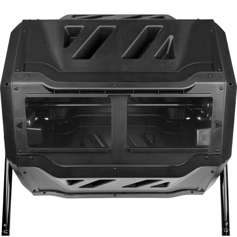 Pure Garden Compost Tumbler - 43Gal Compost Bin with Dual Chambers, 360-Degree Rotating Design, and Garden Gloves Included - Homesteading Supplies
