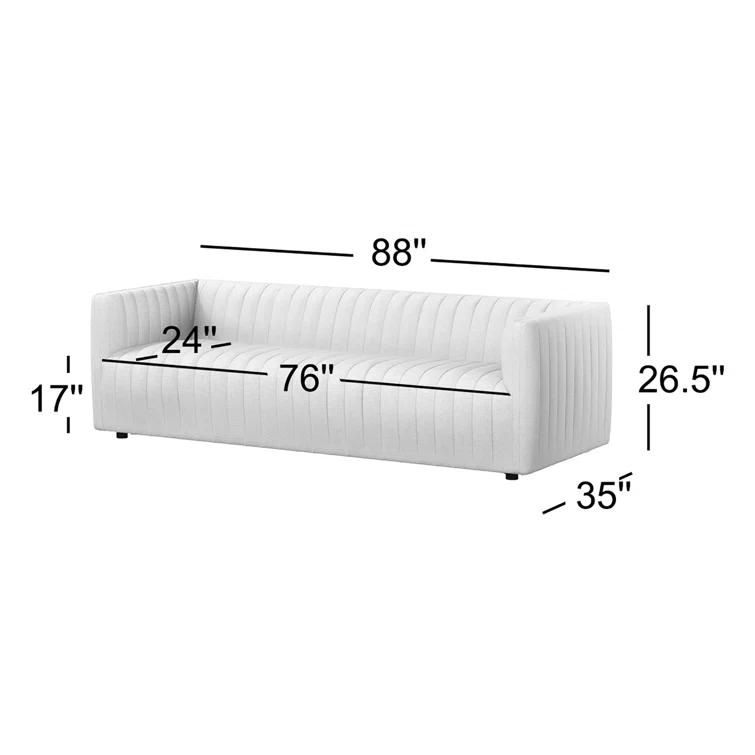 Surrey Auburn Tufted Leather Stationary Sofa 97"