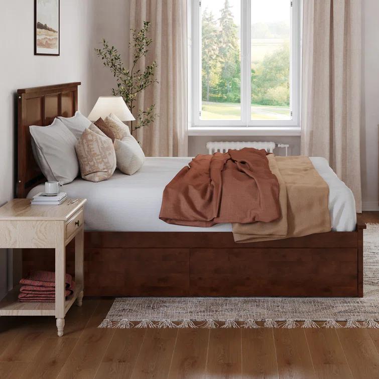 AFI Furnishings Madison Solid Wood Platform Bed with Matching Footboard & Storage Drawers