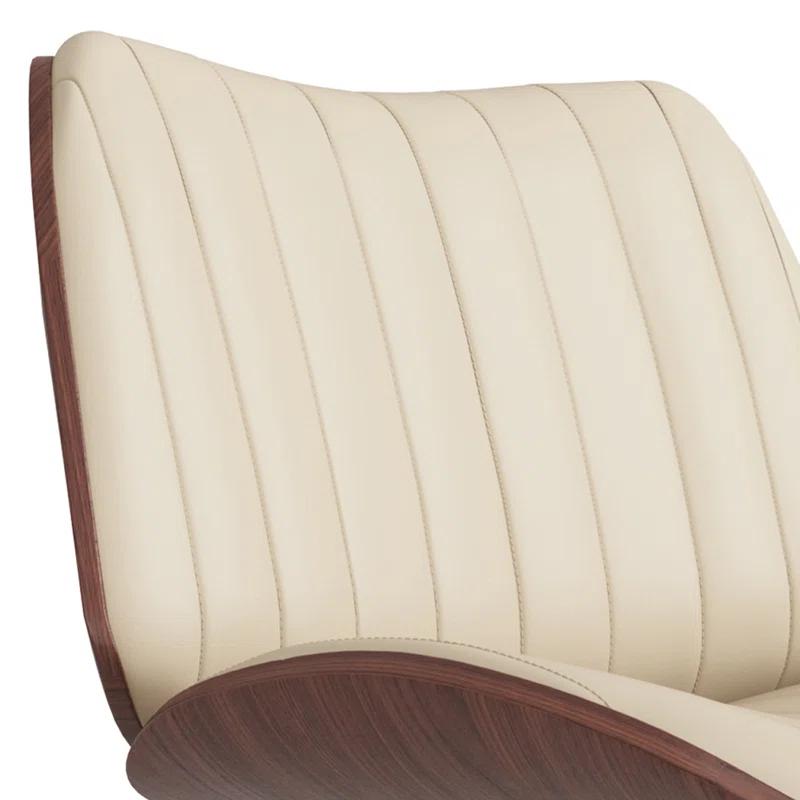 Simpli Home Goulding Adjustable Swivel Upholstered Mid-Century Modern Bar Stool with Hydraulic Lift and Footrest