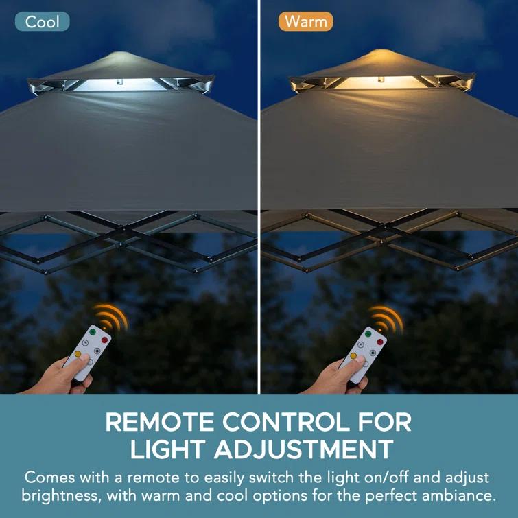 SUNJOY 8' x 5'  Pop up Grill Gazebo Double Tiered Outdoor Gazebo Standing-Height Canopy with Magnetic LED Light, Adjustable Ceiling Height, for BBQ,Picnics, Outdoor Events & Reviews | Wayfair