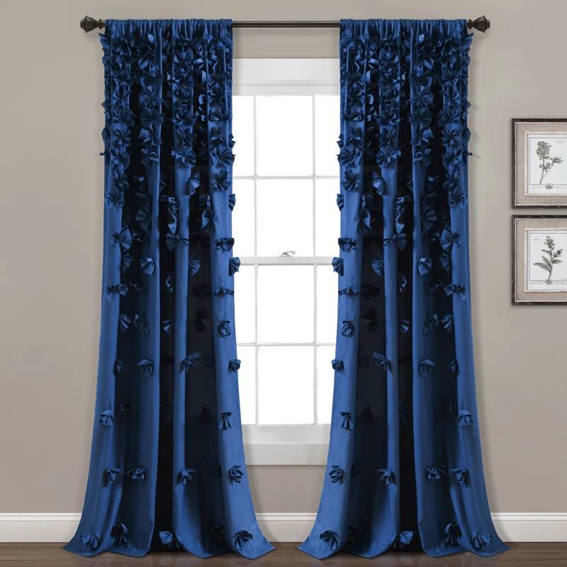 Lush Decor Riley Polyester Semi Sheer Curtain Single Panel