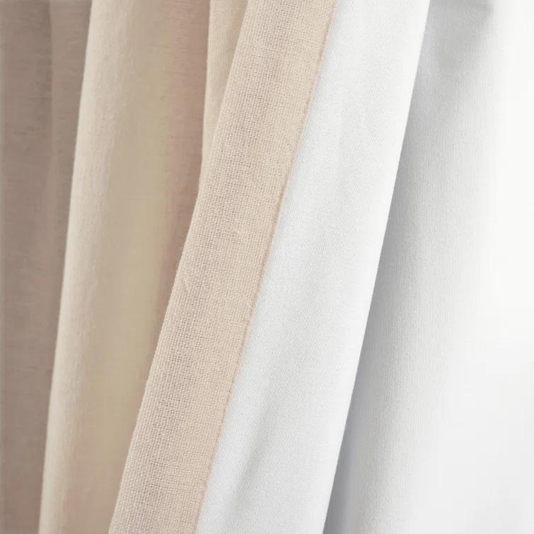 Lush Decor Linen Button Cotton Blend Blackout Curtain Single Panel