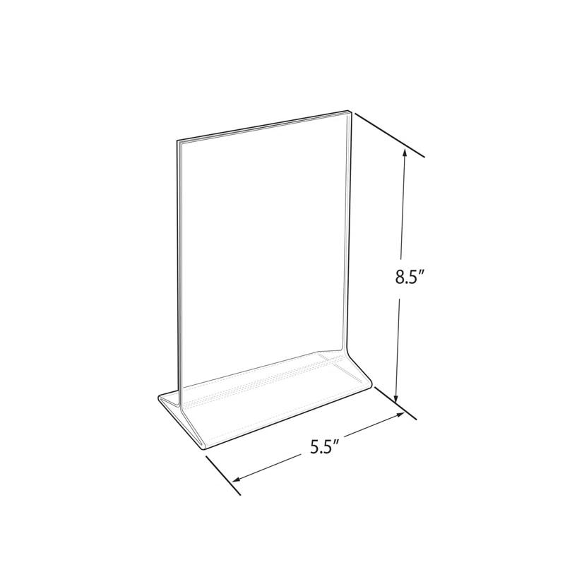 Azar Displays Top Loading Clear Acrylic T-Frame Sign Holder 5.5" Wide x 8.5'' High-Vertical, 10-Pack (Set of 10)