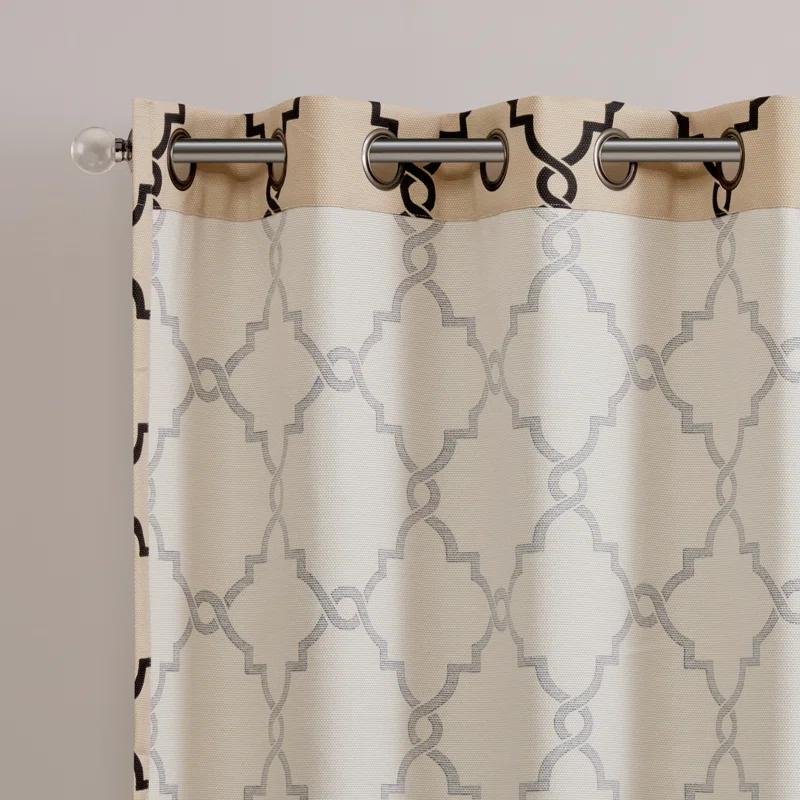 Madison Park Fretwork Print Grommet Top Single Window Curtain Panel