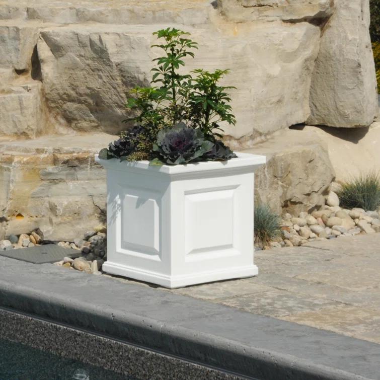 Mayne Inc. Nantucket Square Resin Planter Box with Water Reservoir