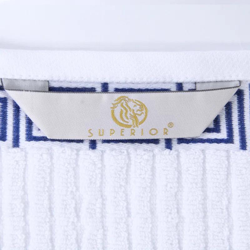 Superior Athens Cotton Medium Weight Floral Border Greek Key Trim 8 Piece Assorted Towel Set by Superior