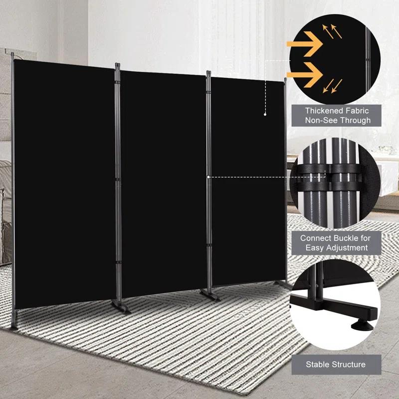 Ebern Designs Room Divider 6FT Folding Privacy Screens, 3 Panel Partition Room Dividers W/Freestanding Design, Portable Wall Divider For Room Separtation, Fabric Room Divider Panel Sceen For Home Office Bedroom
