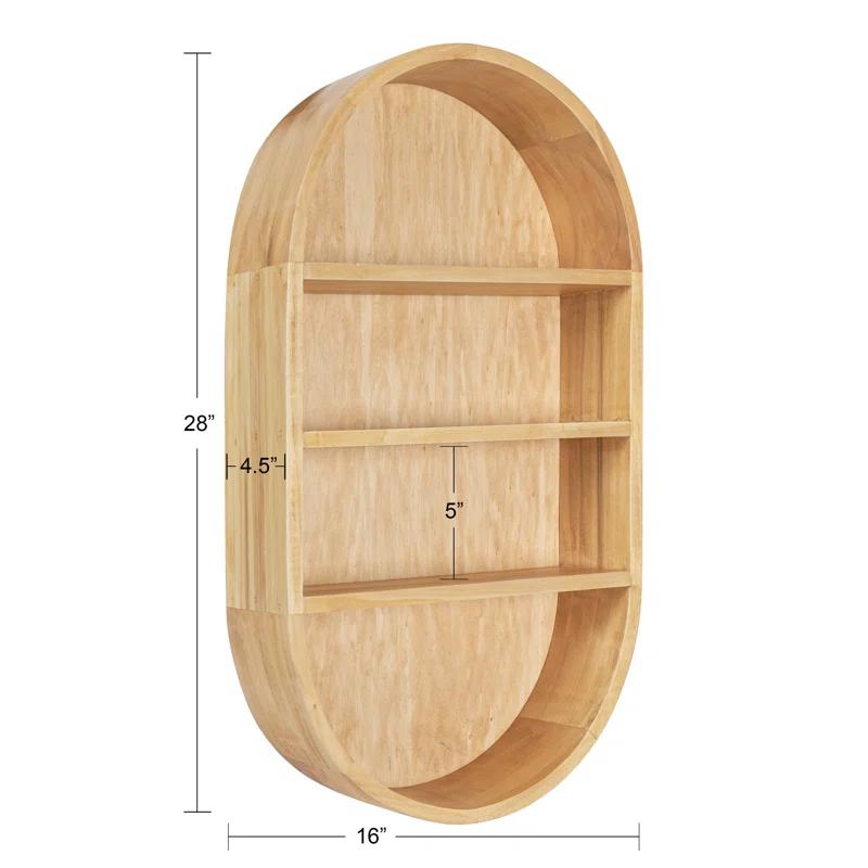 Minx Oval Solid Mango Wood Accent Wall Shelf