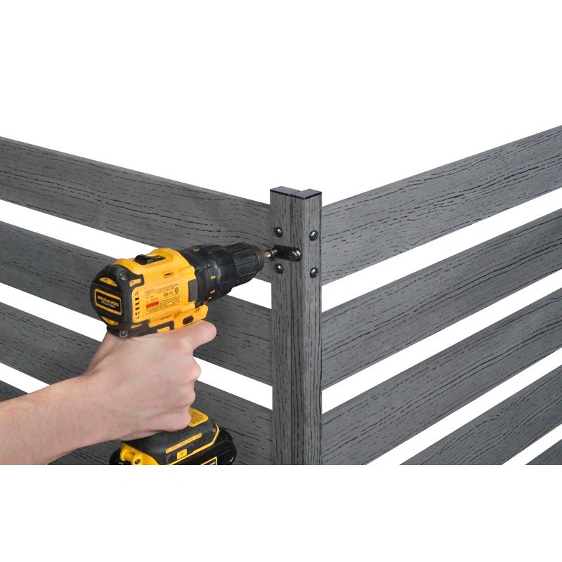 Zippity Outdoor Products 26in H x 24in W (3 Panels) No Dig Zippity Maui Fence Kit, Charcoal Color WoodTek Vinyl Fence Panel, Temporary Outdoor Border for Garden, Easy Install DIY Fence for Backyard, Patio, & Deck, ZP19066