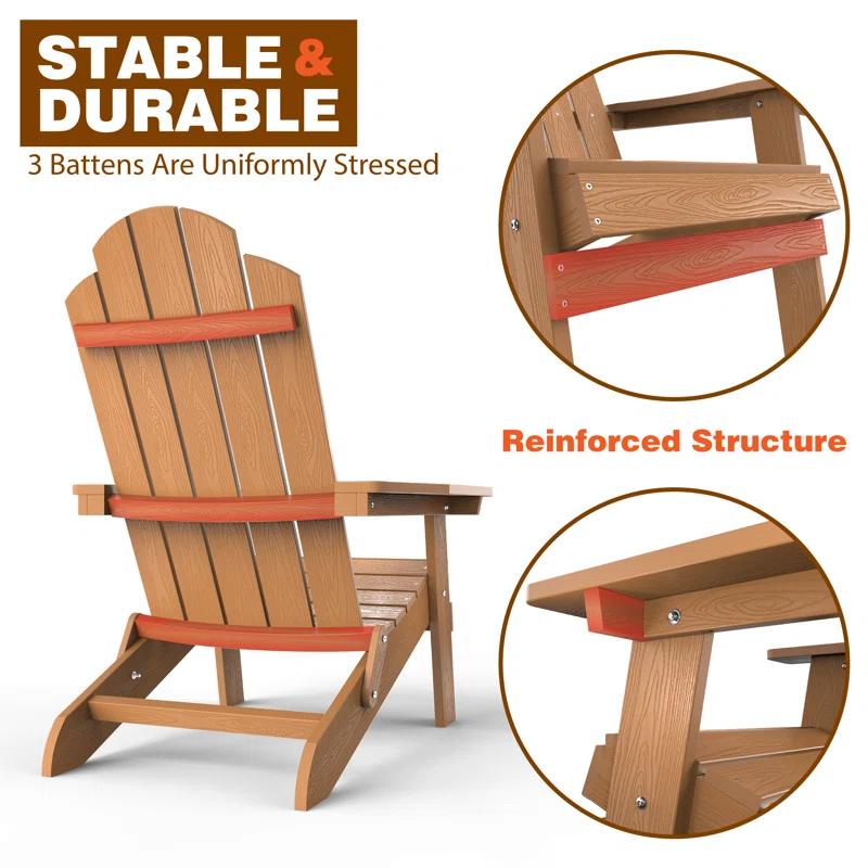 Highland Dunes Outdoor Plastic Folding Adirondack Chair For All Weather (Set Of 4) (Set of 4)