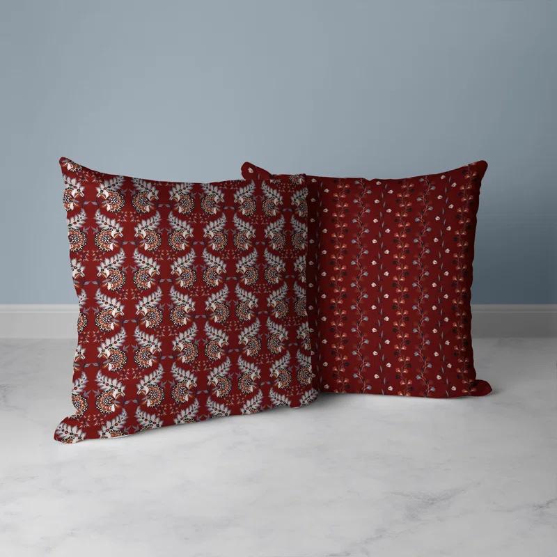 Amrita Sen Botanical Bouquet Floral Indoor/Outdoor Reversible Throw Pillow