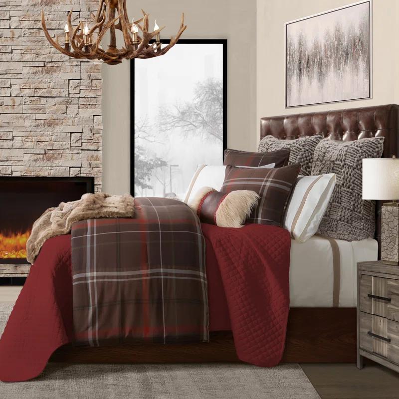 Paseo Road by HiEnd Accents Jackson Brown Red Plaid Western Lodge Modern Rustic Comforter Set
