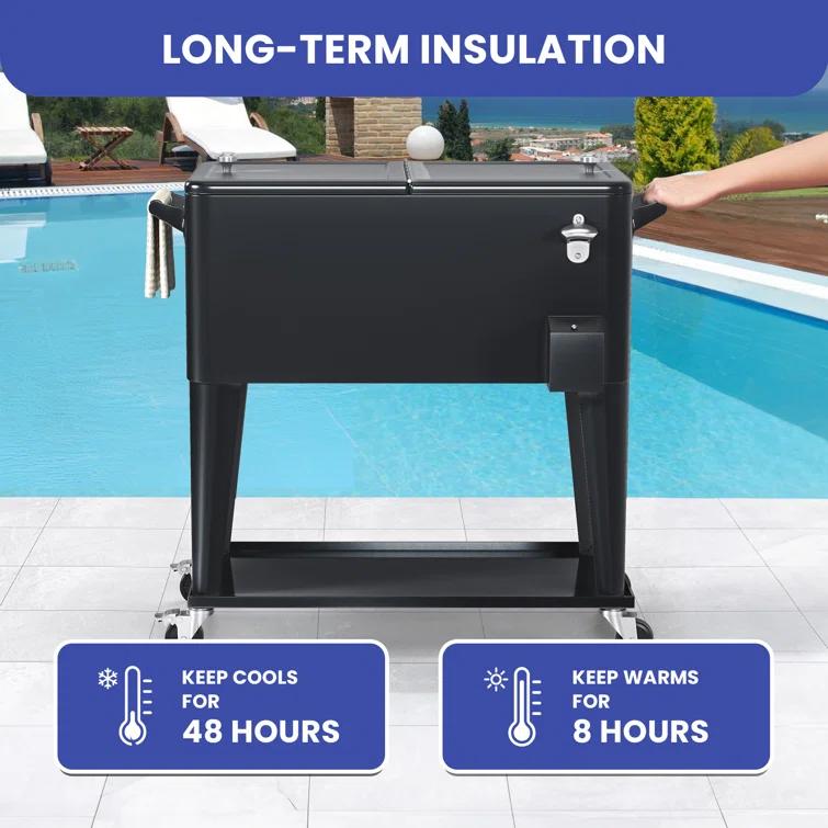 Permasteel 80-Qt Classic Outdoor Patio Cooler On Wheels
