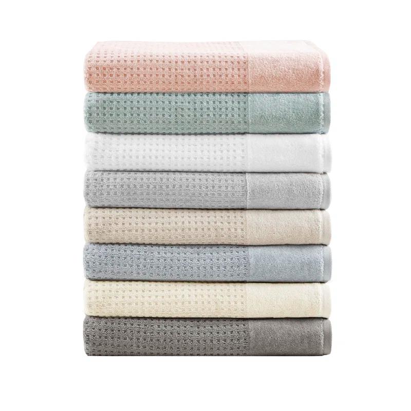 Madison Park Spa Waffle Cotton Jacquard Antimicrobial Bath Towel 6 Piece Set