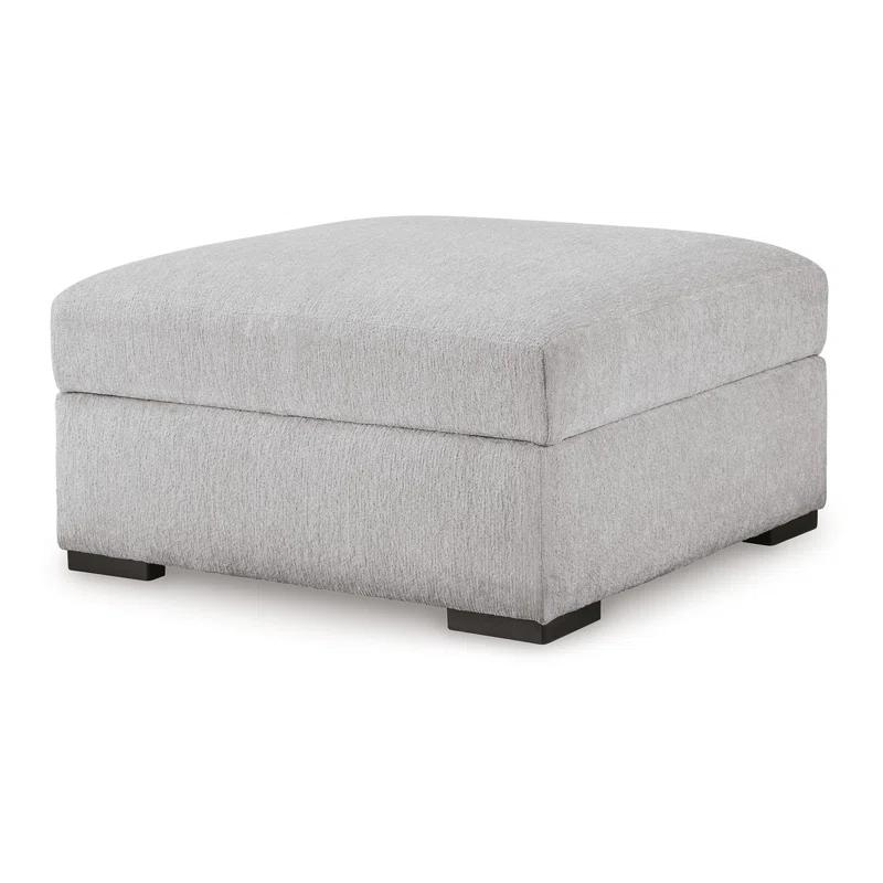 Benjara Gaby Low Profile Ottoman With Storage, Locking Wheels, Gray 37 Inch