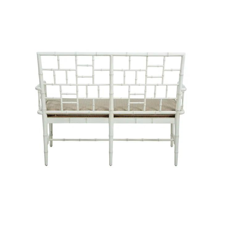 Belleville White Solid Wood Upholstered Settee