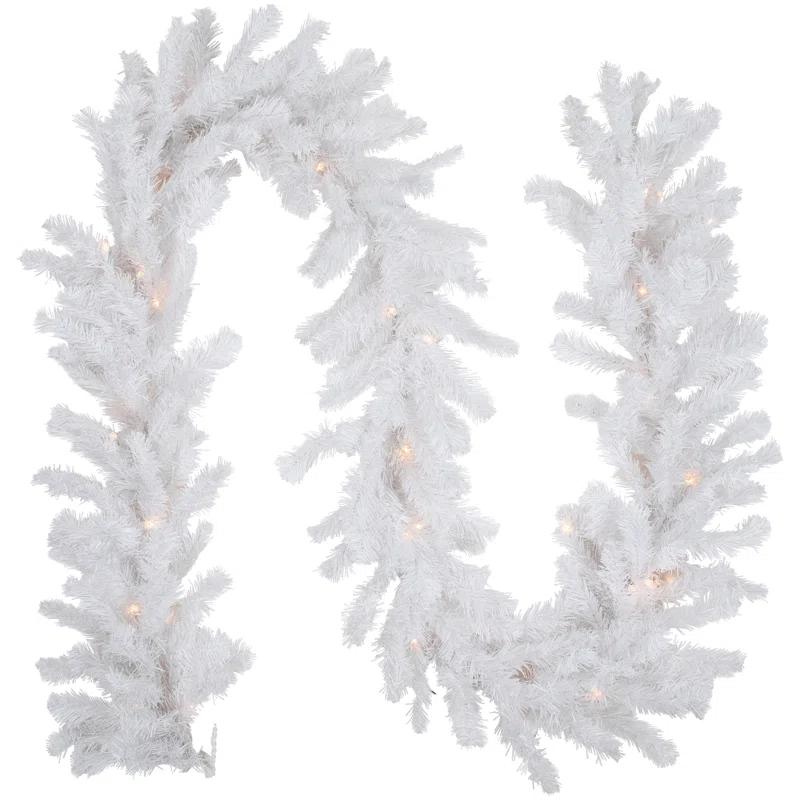 Northlight Seasonal 50' x 10" Pre-Lit Commercial Length Snow White Christmas Garland Clear Lights