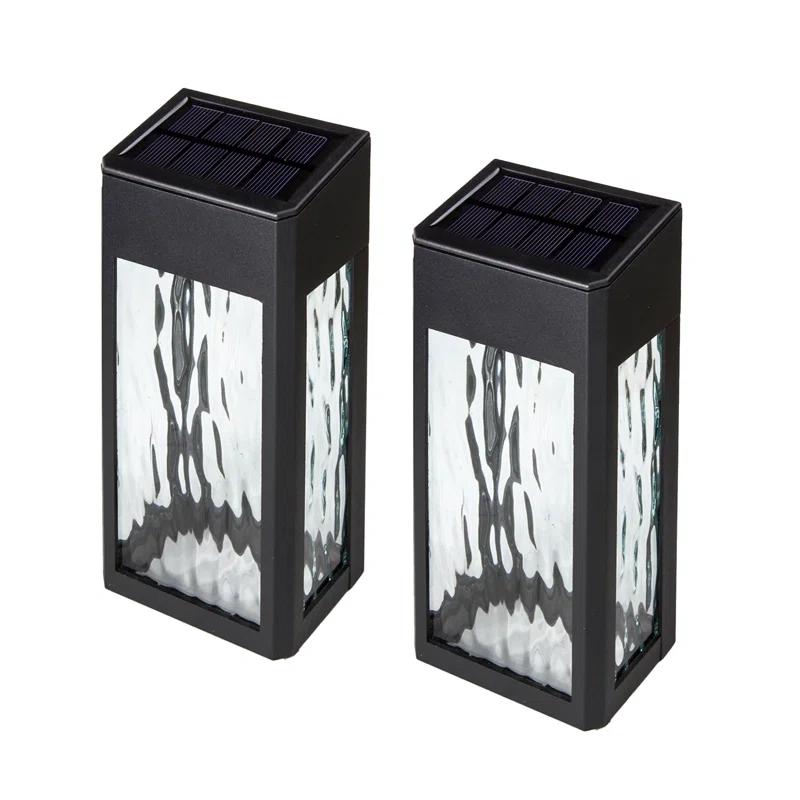 Classy Caps Black Powder Coated Aluminum Solar Powered Integrated LED Metal Deck Light (Set of 2)