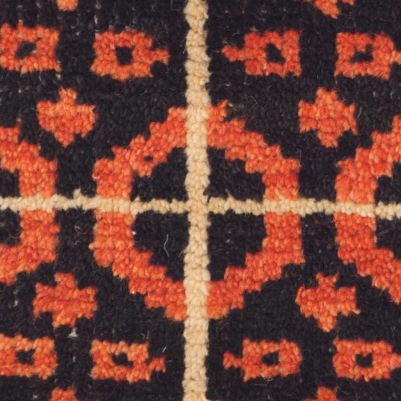Union Rustic Alimatou Hand Knotted Wool/Cotton Southwestern Rug in Orange/Black