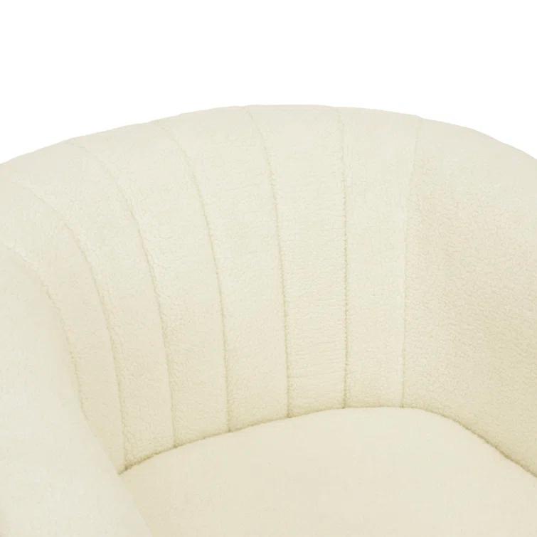 Latitude Run® Swivel Mid-Century Modern Accent Tub Chair with Faux Shearing Upholstery and Hidden Base
