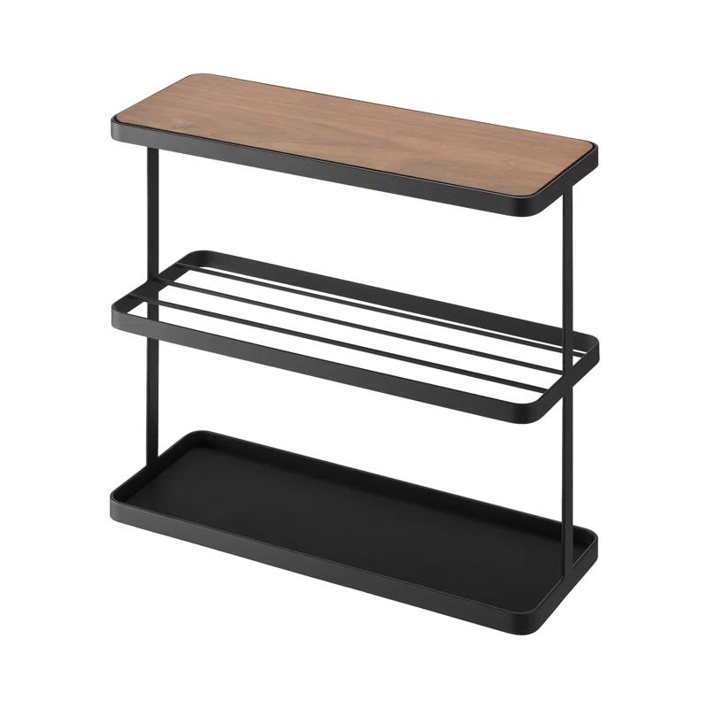 Yamazaki Home Tower Yamazaki Home Side Table With Storage Tier Shelves Narrow, Narrow Wooden And Metal End Table