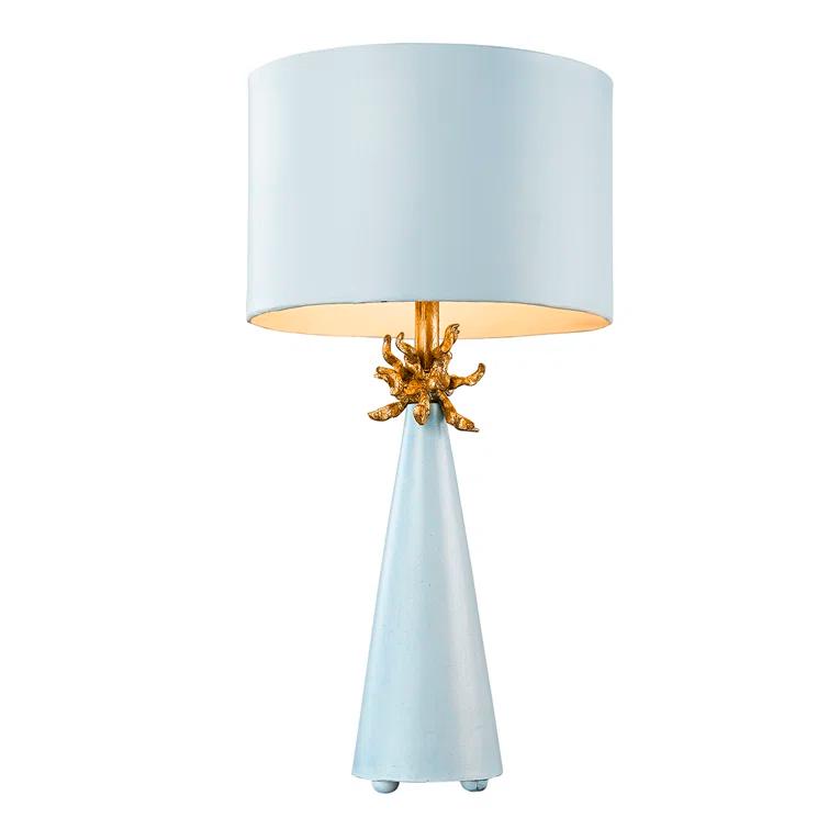 Le Ciel Blue and Gold Cone Table Lamp with Paper Shade