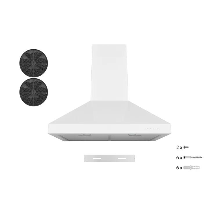 Hauslane Hauslane Wall Mount Range Hood 30 Inch | Wall Chimney | 6” Duct/Ductless Convertible, Strong Suction, Six-layer Aluminum Filters, Changeable LED Lamps, Stove Kitchen Vent Hood WM-530WHT-30B