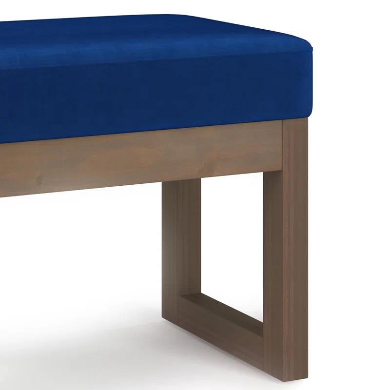 Simpli Home Milltown Large Ottoman Bench with Upholstered Seat and Solid Wood Frame