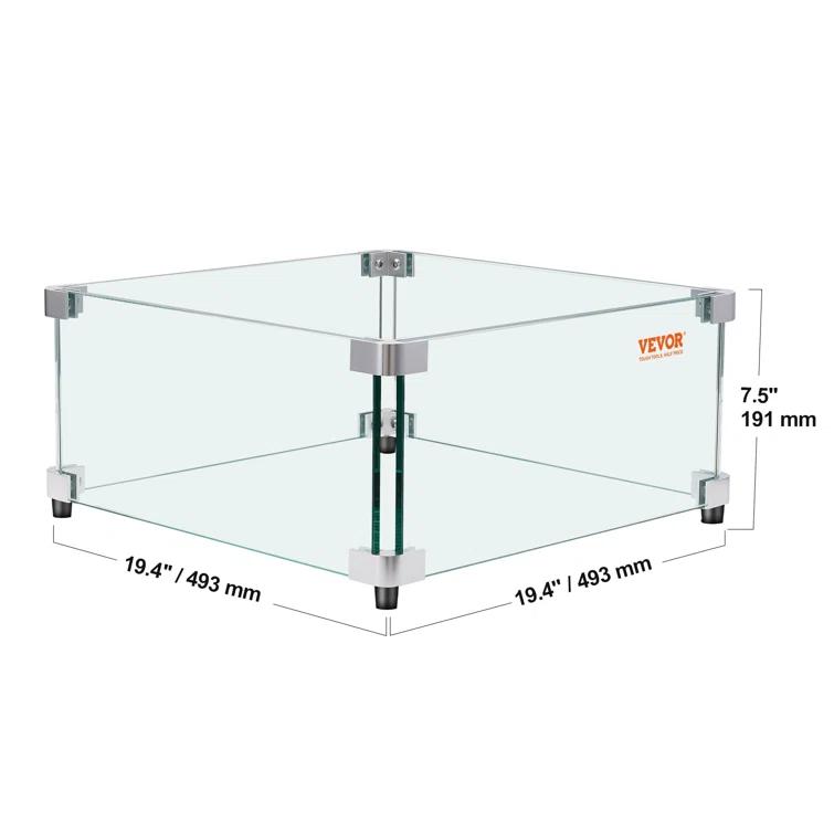 VEVOR Tempered Glass Fire Pit Accessory (Set of 4)