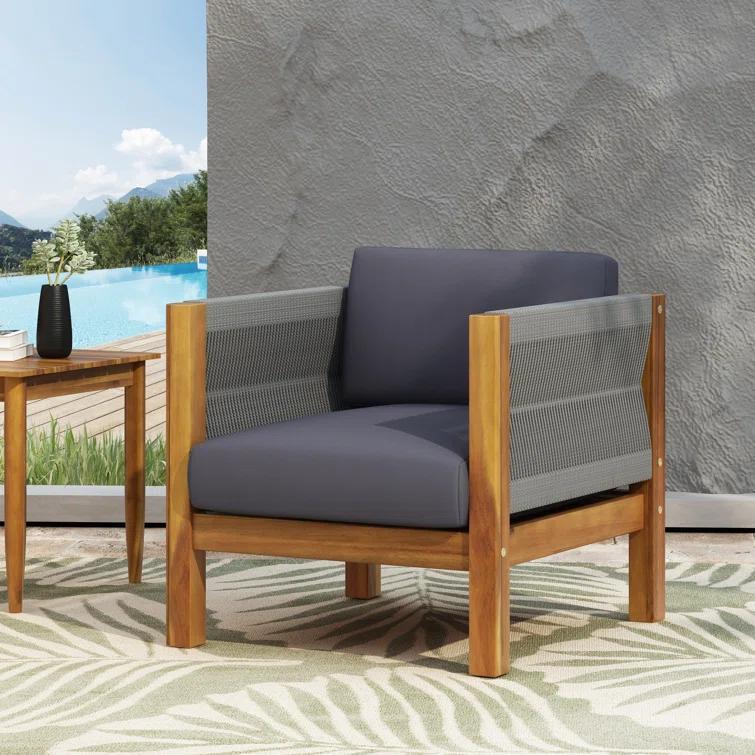 Hokku Designs Set of 2 Teak Club Chair, Elegant Acacia Wood Design with Rich Color and Timeless Style