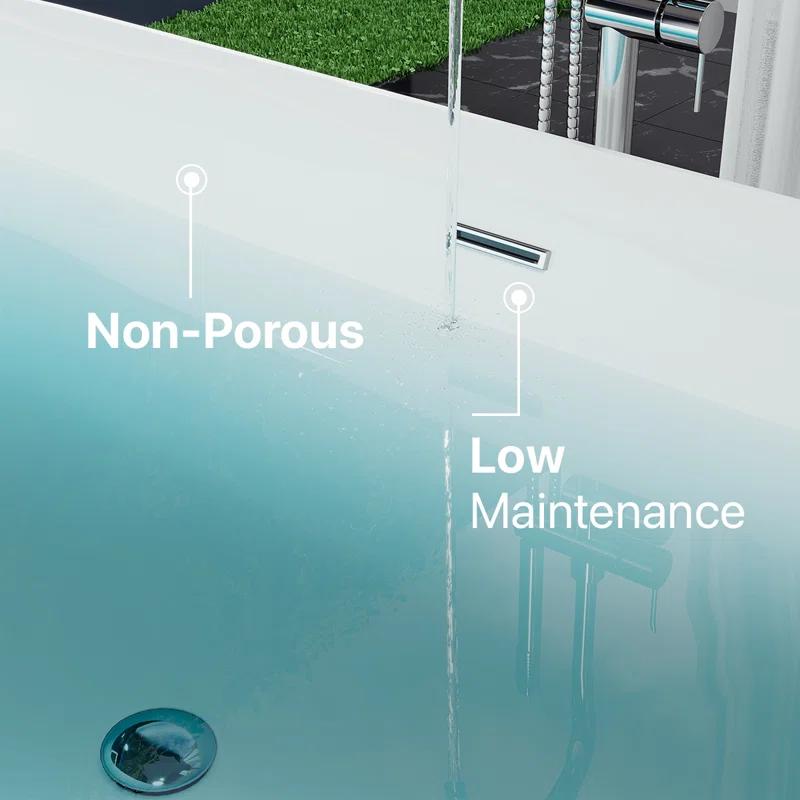 Eviva EVTB1872-60WH Rejoice 59'' x 29.5'' Freestanding Soaking Solid Surface Bathtub