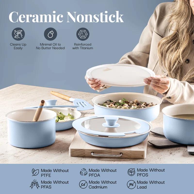 Gotham Steel Gotham Steel 18 Piece Detachable Handle Ceramic Nonstick Cookware Set