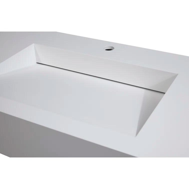 CastelloUSA Pyramid 36" Rectangular Wall Mount Solid Surface Bathroom Sink CB-GM-2053