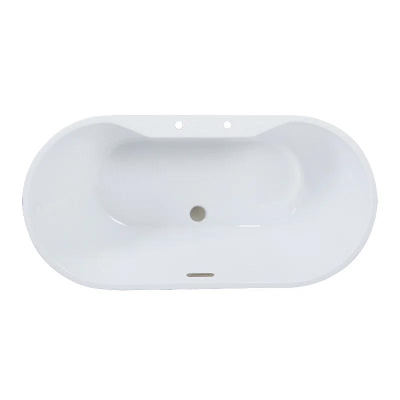 Kingston Brass VT7DE512823C428 Kingston Brass Aqua Eden 51-Inch Acrylic Oval Double Ended Freestanding Tub With Drain